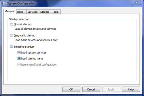 Windows 7 MSCONFIG System Utility